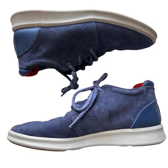UGG Mens Larken Stripe Perf Blue Lace-Up Shoes Size 7 Suede Casual Sneakers - Picture 2 of 7